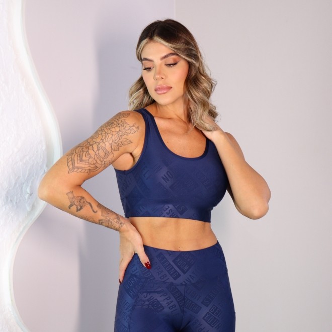 Cropped Fitness Gabriela Com Tecido Texturizado