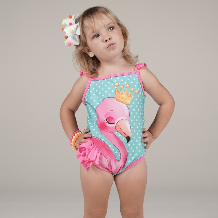 Maiô Infantil Flamingo Estampado Com Proteção Uv
