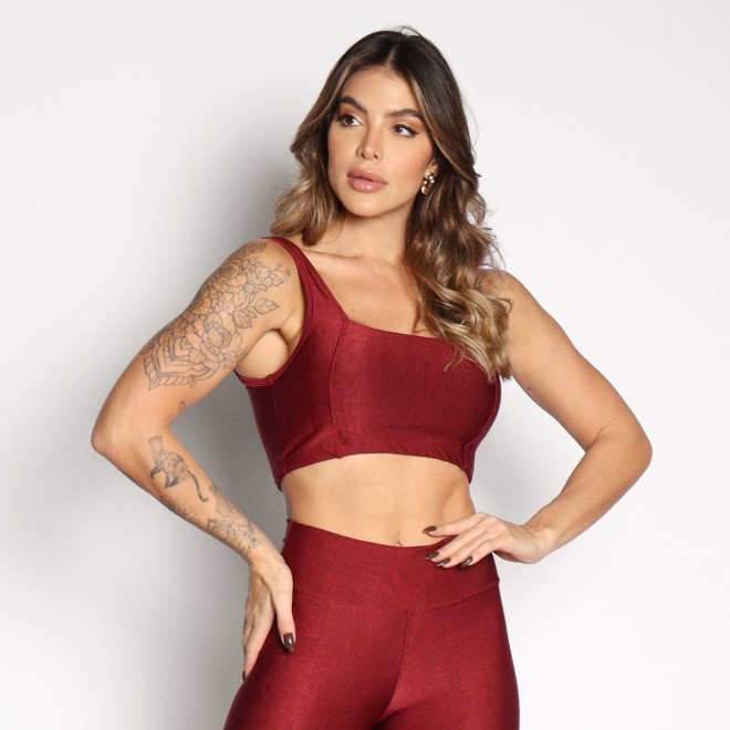 Top Fitness Cibelly Canelado Com Elástico No Cós