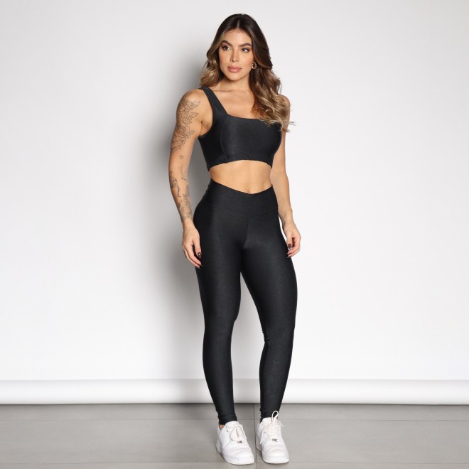 Calça Legging Fitness Cibelly Canelada Com Cós Alto