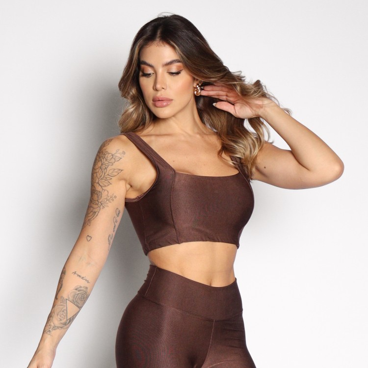 Top Fitness Cibelly Canelado Com Elástico No Cós