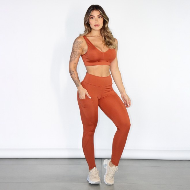 Calça Legging Fitness Julia Com Bolso Na Lateral
