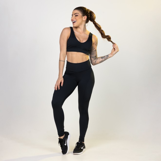 Calça Legging Fitness Julia Com Bolso Na Lateral