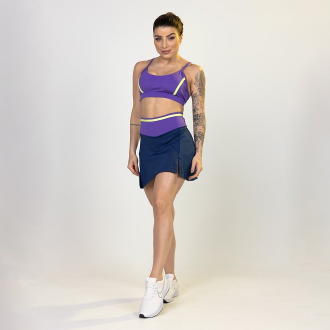 Short Saia Fitness Stella Com Cós Alto