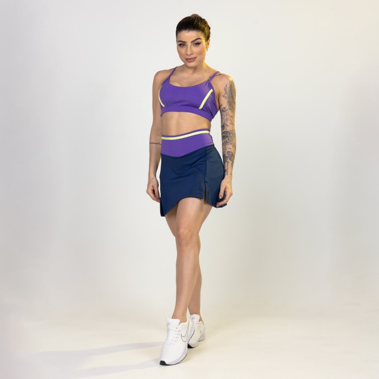 Short Saia Fitness Stella Com Cós Alto