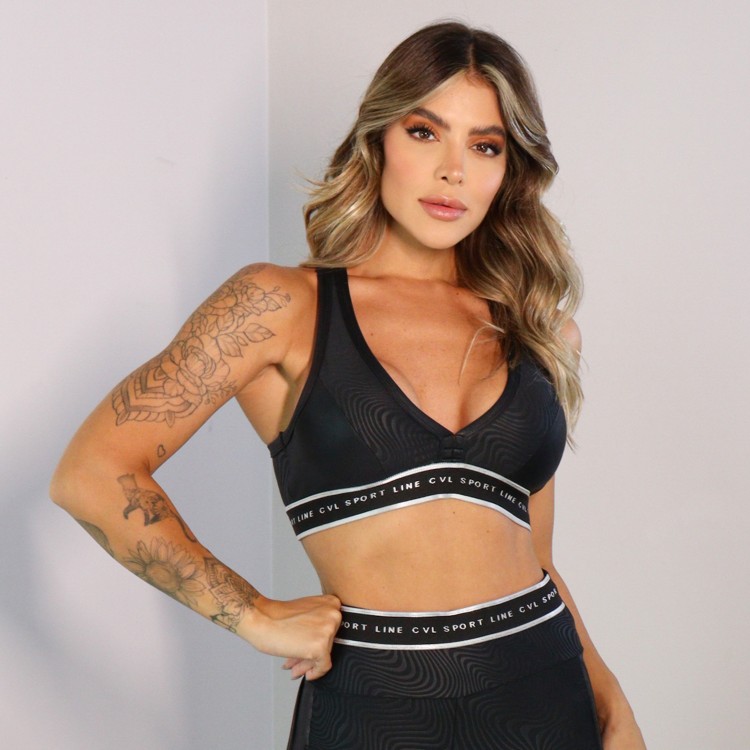 Top fitness Diana Com Recortes E Elástico Personalizado
