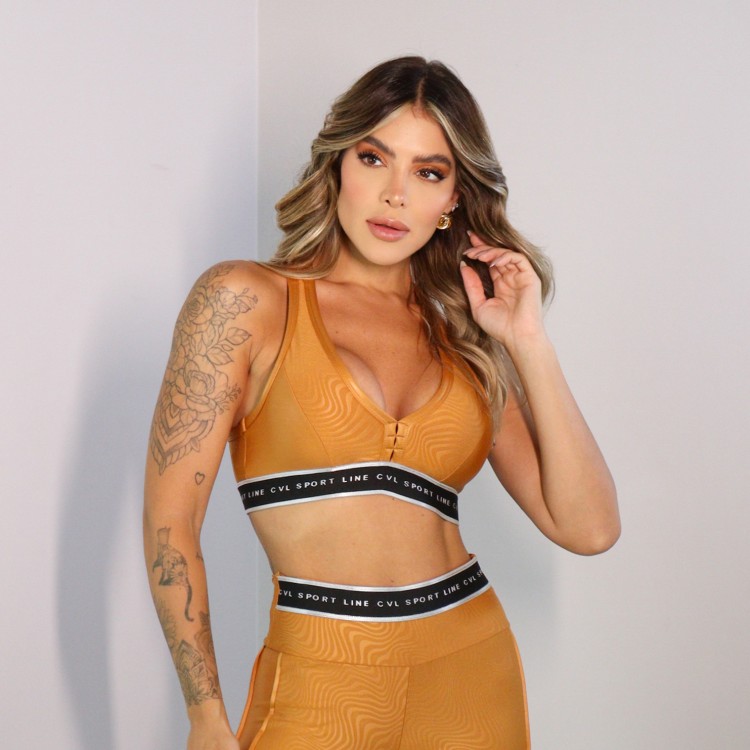 Top fitness Diana Com Recortes E Elástico Personalizado