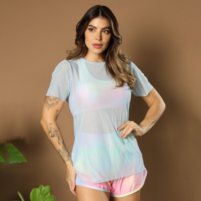Blusa Fitness Taty Tecido Em Tule
