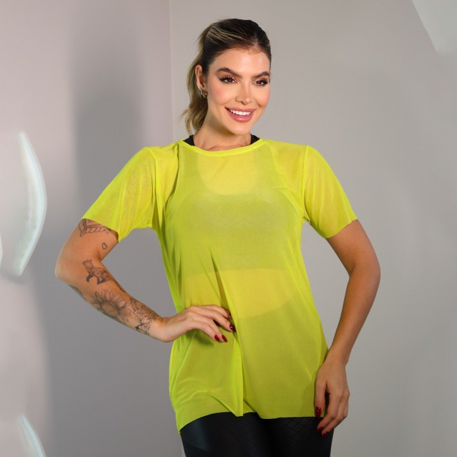 Blusa Fitness Taty Tecido Em Tule