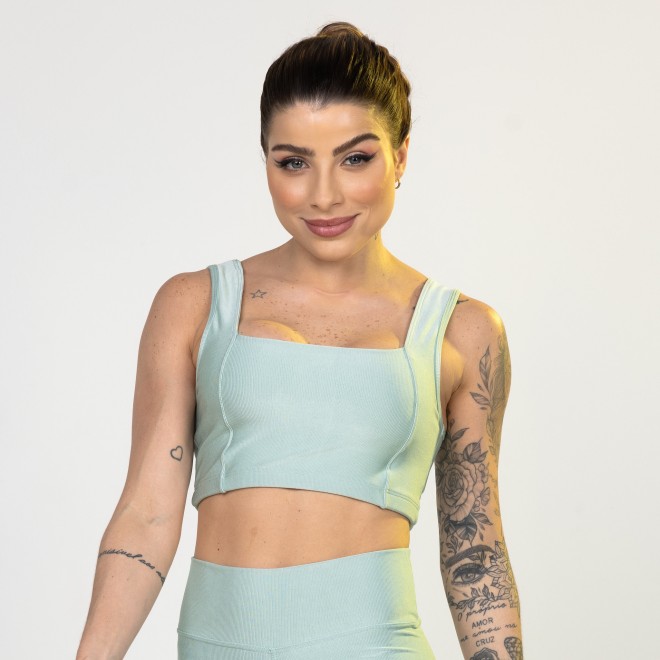 Top Fitness Cibelly Canelado Com Elástico No Cós