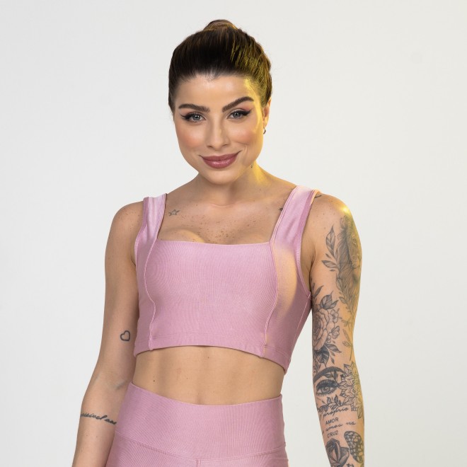 Top Fitness Cibelly Canelado Com Elástico No Cós